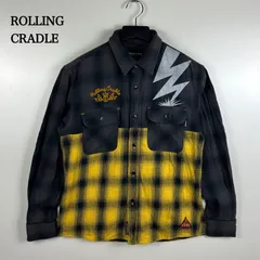 ROLLING CRADLE 6090 JAPAN made plaid flannel shirts M ローリングクレイドル 刺繍 チェーンステッチ チェック 長袖シャツ ネルシャツ