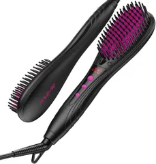 POLENTATストレートブラシブラシ型ヘアアイロンヒートブラシマイナスイオン搭載サロン級MAX220°Cデジタル温度表示6段階温度調整