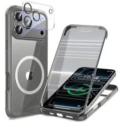 【両面強化ガラス・驚異的な耐衝撃性】HAUTRKBGiPhone17ProMax用ケースクリア全面保護[MagSafe対応][カメラフイルムを贈]高タッチパネル感度マグセーフワイヤレス充電対応米軍MIL規格取得耐衝撃