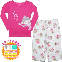 カーターズ carter's 女の子用ピンクマジカルプリンセスモンキー長袖&おさる柄フリースパンツパジャマ上下2点セット 出産祝い 白寝巻き おねんね着 スリープウェア