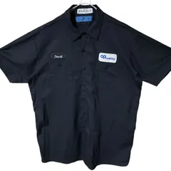 CHM CINTAS ワークシャツ 企業ロゴ OPmobility ネーム刺繍 半袖 ブラック 3XL メンズ レディース ユニセックス 古着 ワーク系 ビッグサイズ