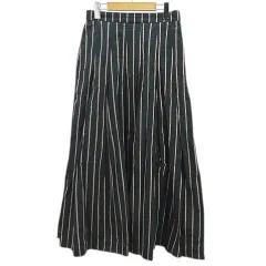 ジャーナルスタンダード JOURNAL STANDARD プリーツスカート ロング丈 38 緑系 グリーン ストライプ 裏地付き