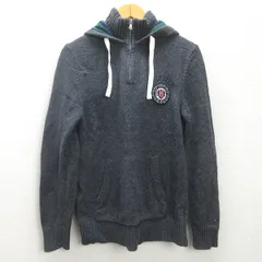 d■トミーヒルフィガー/TOMMY HILFIGER ニットハーフジップパーカー■灰【L】MENS/77【中古】■
