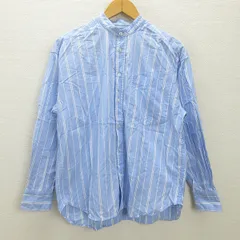 g■アーバンリサーチ/URBAN RESEARCH 長袖バンドカラー/ストライプ柄【38】水色/men's/86【中古】■
