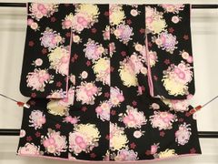 七五三 着物セット 3歳 黒地 牡丹 桜 小町kids - メルカリ