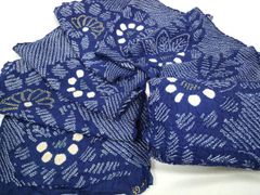【新品未使用】　有松鳴海絞り　着尺反物 未使用極美品 有松鳴海 有松本絞り 市松模様 着尺反物 青地 タグ付