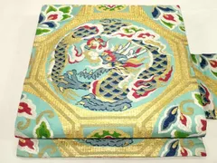 平和屋着物●アンティーク　大正ロマン　全通柄九寸名古屋帯　唐織　竜　金糸　正絹　逸品　CABF6312dy