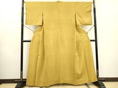 最高峰/希少】本場黄八丈 着物 正絹 小格子 山吹色 身丈147cm 【破格 