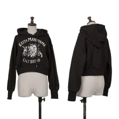ケイタマルヤマ×リリーブラウンKEITA MARUYAMA×LILY BROWN ボタニカルロゴプリントクロップドパーカー 黒Fのサムネイル