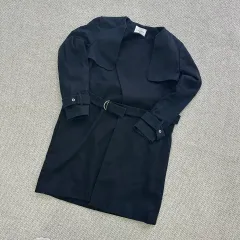 38 SANDRO ノーカラー ベルト付き トレンチコート 0506Dのサムネイル