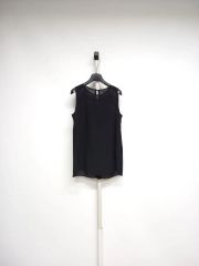エムズグレイシー フリルノースリーブブラウス(M)ブラック無地 リボン 