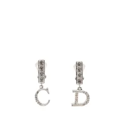 ディオール CDロゴ イヤリング シルバー メタル ラインストーン レディース Dior【1-0266581】