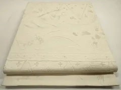 平和屋着物◎六通柄袋帯　ふくれ織　横段花鳥文　銀糸　正絹　逸品　DABF5272xgのサムネイル