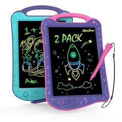 HOMESTEC AstroDraw 그림 보드 2장들이 고휘도 화려한 스크린 반복해서 써 지울 수 있는 보드 아이 장난감 교육 학습 낙서 지육 완구 소녀 소년 7세 8세 선물 생일 퍼플/핑크&블루/퍼플 0