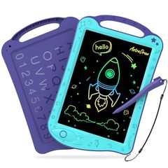 HOMESTEC AstroDraw 그림 보드 고휘도 다채로운 스크린 반복해서 써 지울 수 있는 보드 아이 장난감 교육 학습 낙서 지육 완구 소녀 소년 7세 8세 생일 선물 블루/퍼플 0