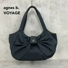 agnes b. VOYAGE アニエスベーボヤージュ ブラック ナイロン リボン トートバッグ ハンドバッグ 鞄 軽量 刺繍 ロゴ 金具 マグネット開閉 大容量 収納力 お出かけ デイリー 普段使い カジュアル フェミニン 可愛い オシャレ ★ ■■
