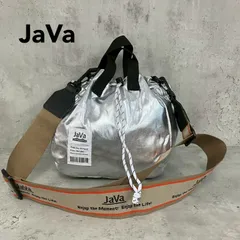 JaVa ジャバ シルバー ジャガードテープ2WAY巾着バッグ ハンドバッグ ショルダーバッグ 斜め掛け 鞄 肩掛け クロスボディ ロゴ ストラップ ドローストリング メタリック 光沢感 お洒落 綺麗め カジュアル モード系 デイリー ★ ■■