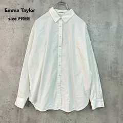 Emma Taylor エマテイラー FREE ホワイト系 パール釦オーバーサイズシャツ ロングスリーブ 羽織り トップス ゆったり 体型カバー ドロップショルダー ラウンドヘム コットン混 きれいめ カジュアル オフィス 上品 ★ ■■のサムネイル