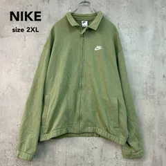 NIKE ナイキ 2XL グリーン 緑色 長袖 フルジップ スウェット クラブ フリース ハリントン ジャケット ブルゾン ワンポイント ロゴ 刺繍 ビッグシルエット オーバーサイズ ゆるだぼ  SP230811NIV ★ ◇■ ★ ◆■
