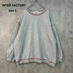 INTER FACTORY インターファクトリー L グレー 灰色 配色 ヘビーウェイト ステッチ スウェット 長袖 ドロップショルダー ビッグシルエット オーバーサイズ ゆるだぼ ワイド ルーズ コットン 綿 クルーネック ★ ◇■ ★ ◆■のサムネイル