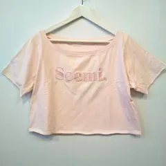 【美品】Seemi. by NICE CLAUP ロゴ刺繍 クロップドTシャツ ピンクのサムネイル