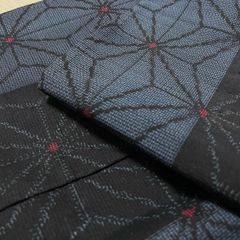 麻の開き名古屋帯 オレンジと黒の幾何学模様 - メルカリ