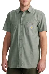 カーハート メンズ トップス シャツ Carhartt Mens Chambray Woven Short Sleeve Shirt Forestry Grn Cross Weave