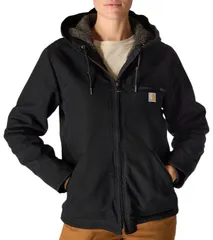 カーハート レディース アウター ジャケット・ブルゾン Carhartt Womens Washeduck Sherpa Lined Jacket Black ブラックのサムネイル