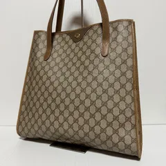 Vintage GUCCI オールドグッチ GG柄 トートバッグ PVC レザー ベージュ ブラウン GGスプリーム A4収納可 B612