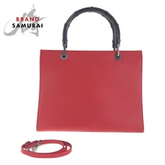 美品 GUCCI グッチ バンブー レッド ブラック レザー 012 1016 トートバッグ ショルダーバッグ 2WAY レディース 506682【中古】
