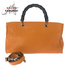 美品 GUCCI グッチ バンブー 2way オレンジ ゴールド金具 レザー 323660 トートバッグ ショルダーバッグ  レディース 600001【中古】