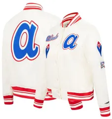 プロスタンダード レディース アウター ジャケット・ブルゾン Pro Standard Womens Atlanta Braves Cream Classic Varsity Jacket NoCol