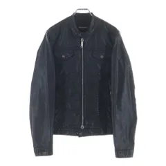 DSQUARED2 (ディースクエアード) 胸ダブルポケット イタリア製 ジップアップ レザージャケット ブルゾン ブラック 74AM056739021のサムネイル
