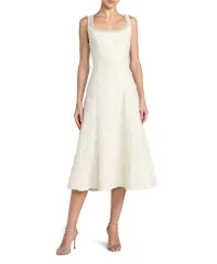マックダガル レディース トップス ワンピース A ライン ミディ Mac Duggal Bouclembellished Square Neck A Line Midi Dress Ivory アイボリー