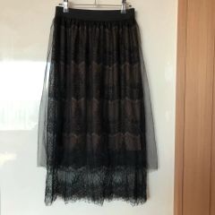 未使用】three dots ブラック ノースリーブ ロングワンピース【9号