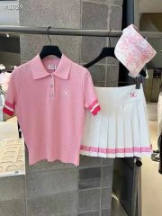 PE ノースリーブシャツ 、スカートセット ホワイト×ライトブルー