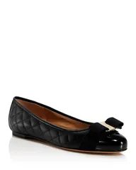 フェラガモ レディース シューズ パンプス キルティング キャップ レザー Ferragamo Womens Varina Quilted Leather Cap Toe Ballet Flats Nero
