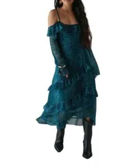 ウエアハウス レディース トップス ワンピース フリル ミディ Warehouse Ruffle Cold Shoulder Midi Dress Leopard アニマルのサムネイル