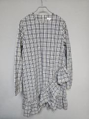 極美品 kapital ツイルギンガムチェックVネックフリルベルトシャツ 