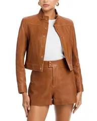 フレーム レディース アウター ジャケット・ブルゾン レザー FRAME The Leather Trucker Jacket Ochre