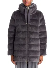 ヘルノ レディース アウター コート A ライン Herno Lady Alternative Faux Fur A Line Coat Gray グレーのサムネイル