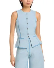 スリーワンフィリップリム レディース アウター ベスト クルーネック デニム 31 Phillip Lim Denim Effect Crewneck Button Front Vest Denimuのサムネイル