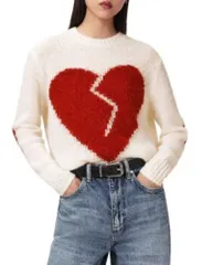 オールセインツ レディース アウター ニット・セーター クルーネック ALLSAINTS Luvheart Crewneck Sweater Ecru WhiteRed ホワイトのサムネイル