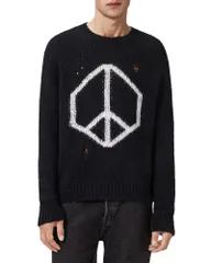 オールセインツ メンズ アウター ニット・セーター ALLSAINTS Message Crew Sweater Black ブラックのサムネイル