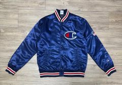 supreme×Champion フード付きネイビーサテンジャケット Lネイビー