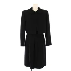 ユキトリイ YUKI TORII セットアップ ジャケット アウター ショート丈 フレアワンピース ひざ丈 半袖 クルーネック 無地 7 黒 ブラック /BB