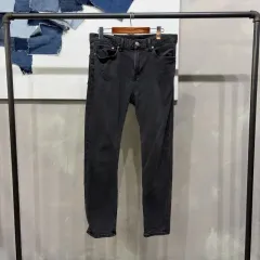 (32インチ) H&M エイチ・アンド・エム カジュアル スリムフィット ストレッチ ブラックデニム ブラックジーン