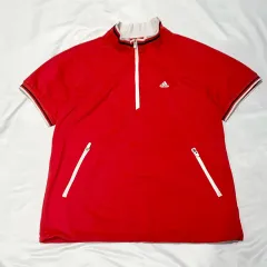(W L) adidas ハーフ ジップアップ 半袖