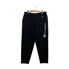 チャンピオン CHAMPION スウェットパンツ ジョガーパンツ ロゴプリント コットン混 C3-X212 XL 黒 ブラック ライトブルーのサムネイル