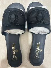 美品 CHANEL カメリア フラット サンダル ミュール 36 23 シャネル